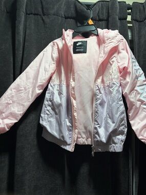 Nike Girls' Pink Colorblock Hooded Windbreaker Jacket